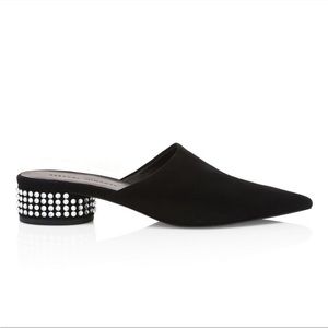 Rebecca Minkoff Black Mules with Silver Accents